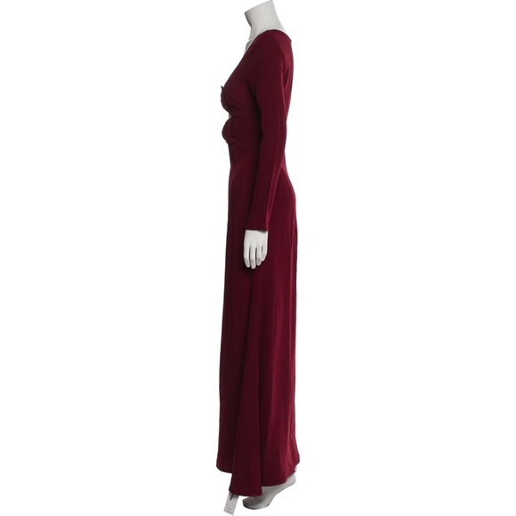 Staud burgundy Lido cutout long sleeve maxi dress with bows - XS - Picture 6 of 7